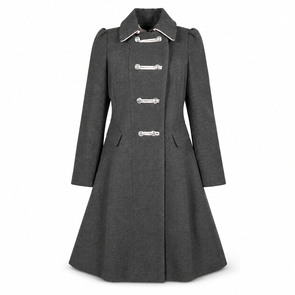 Rothschild Bandmaster Military Dress Coat Girls XL 16 Gray Pink Trim Formal